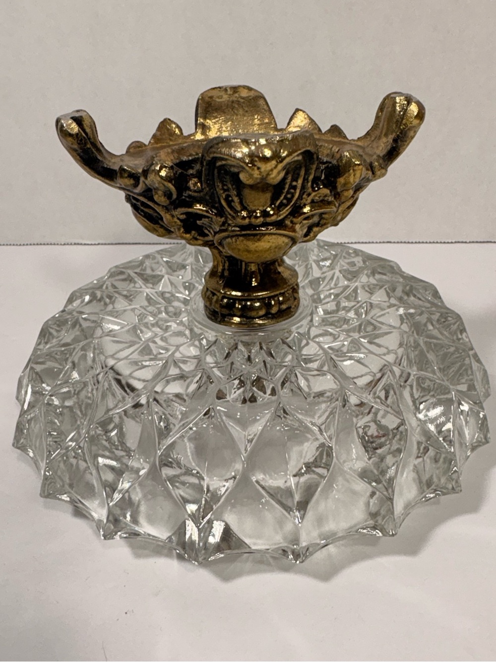 Vintage Crystal Gold Pedestal Ashtray Hollywood Regency - Picture 10 of 10